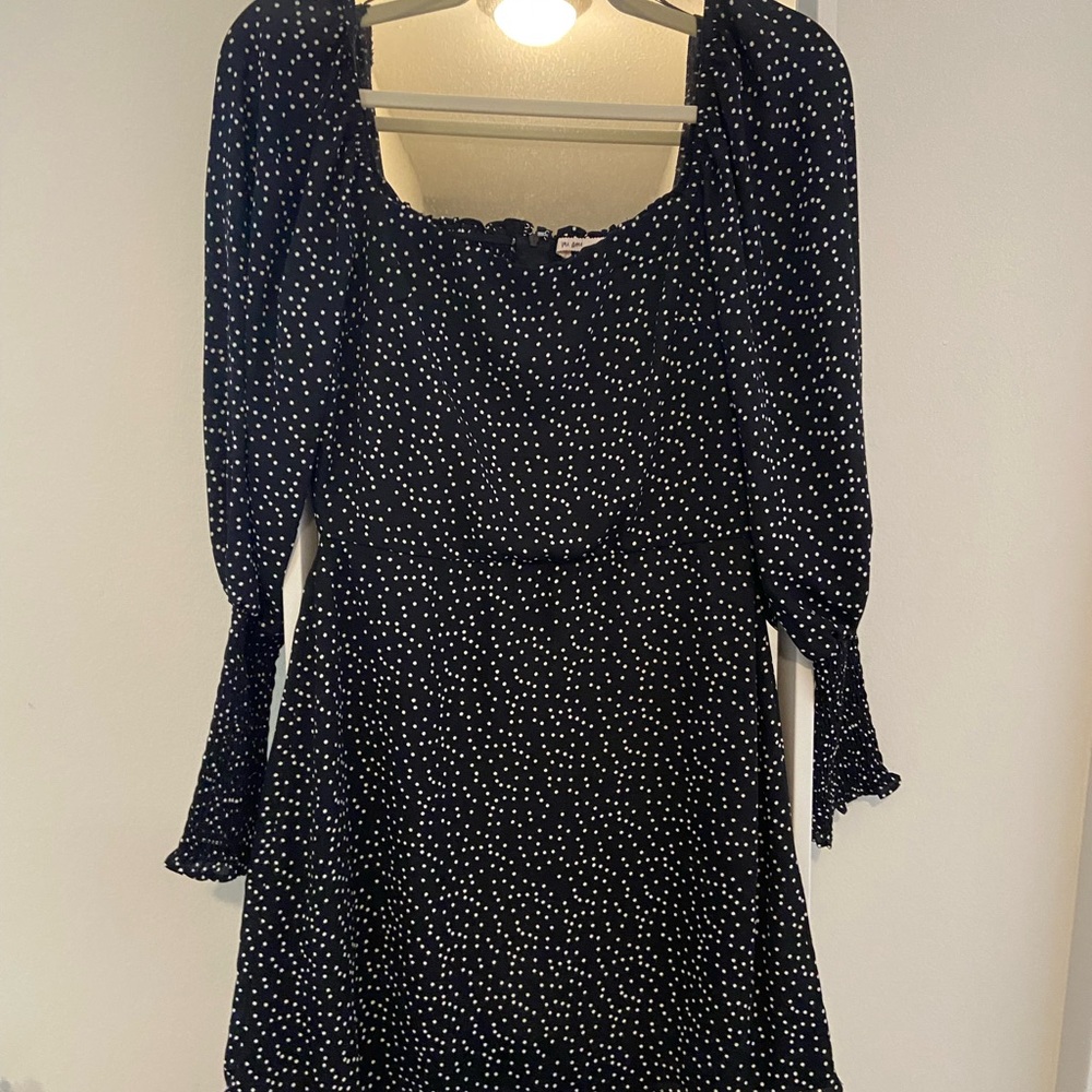 Black mini polka dot dress
